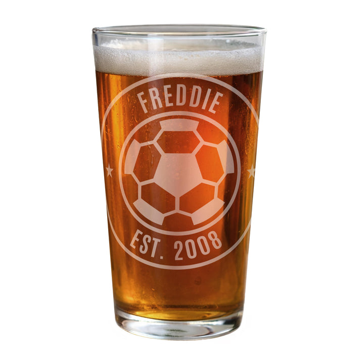Personalised Football Badge Pint Glass, The Personal Shop, personalised gifts