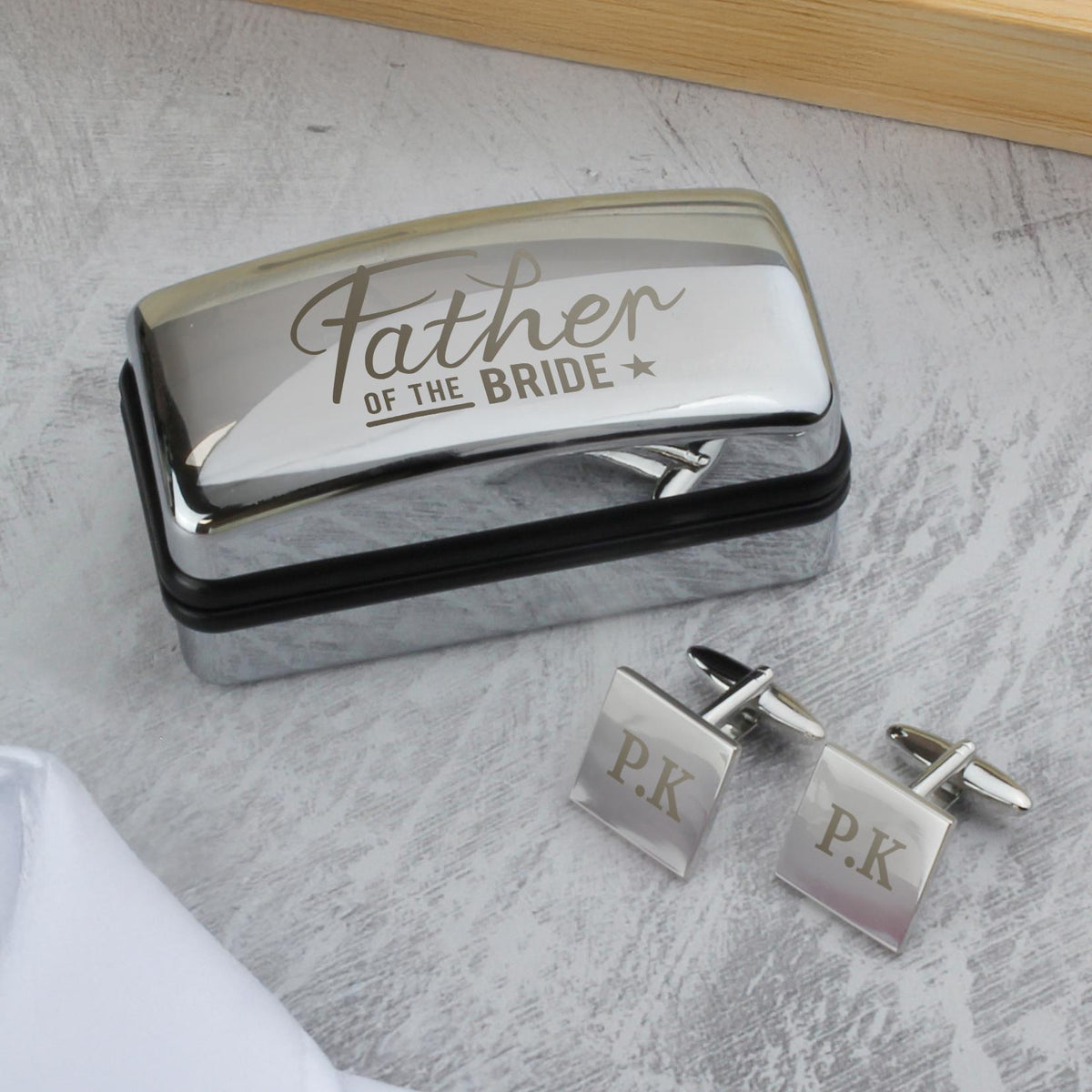 Personalised Father of the Bride Wedding Cufflinks and Box Set