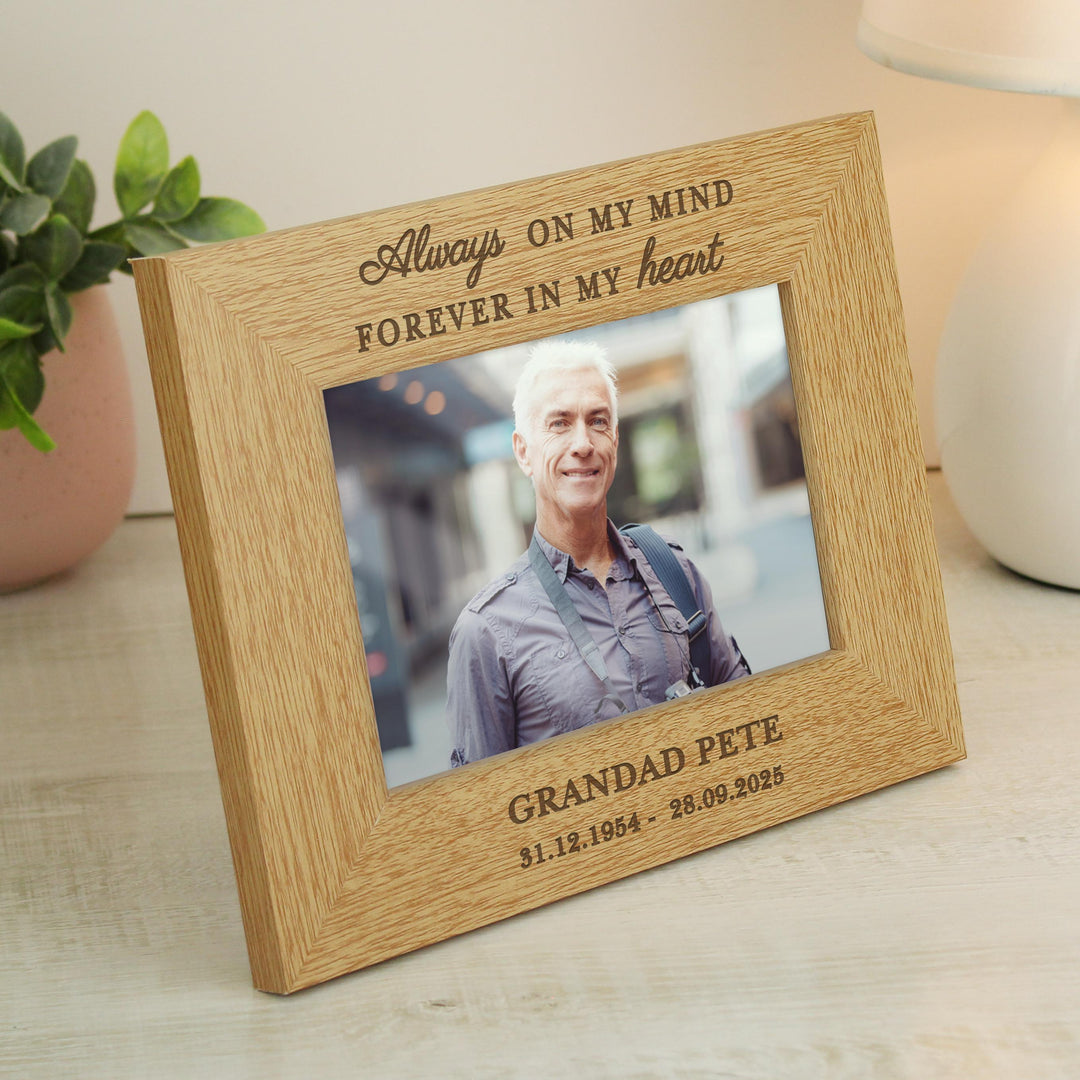 Personalised Memorial Always In My Heart 6x4 Wooden Photo Frame – alternative view