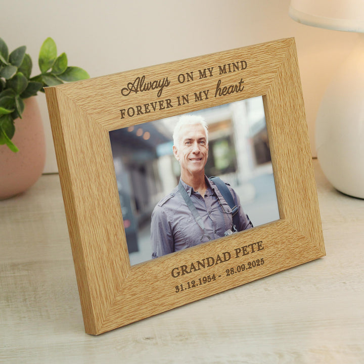 Personalised Memorial Always In My Heart 6x4 Wooden Photo Frame – alternative view