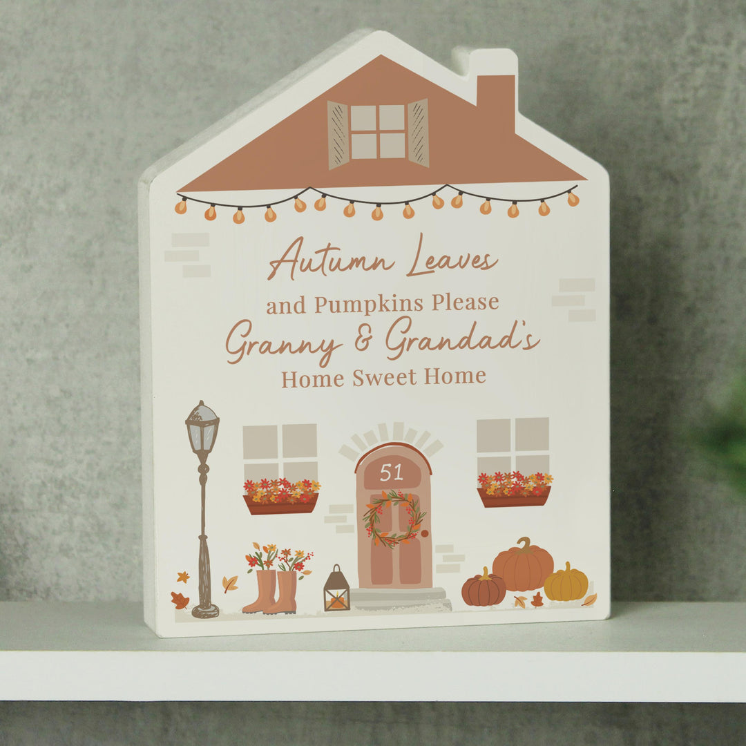Personalised Autumnal Wooden House Ornament – alternative view