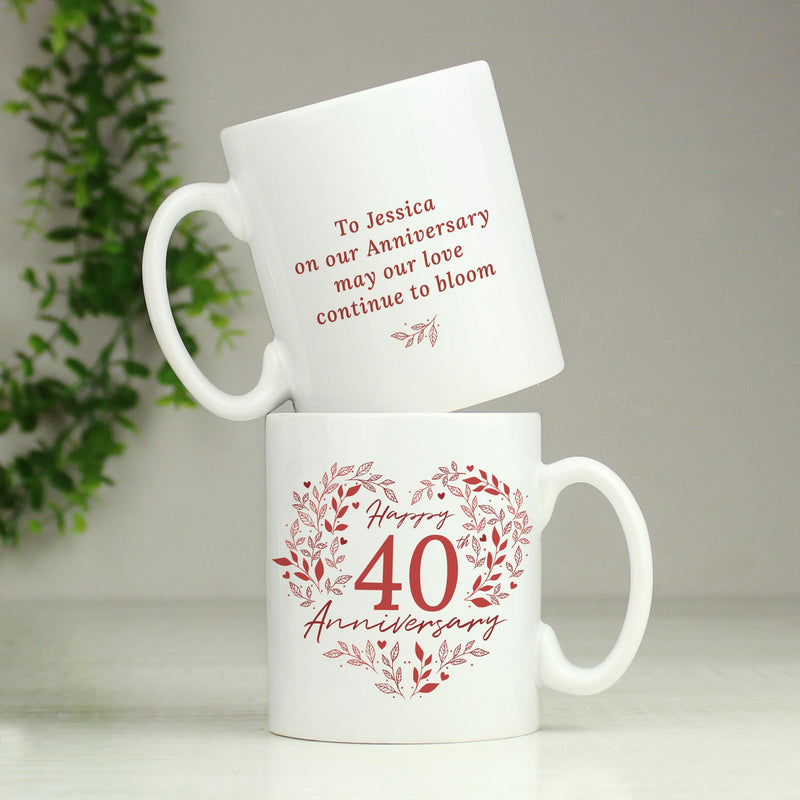 Personalised 40th Ruby Wedding Anniversary Mug