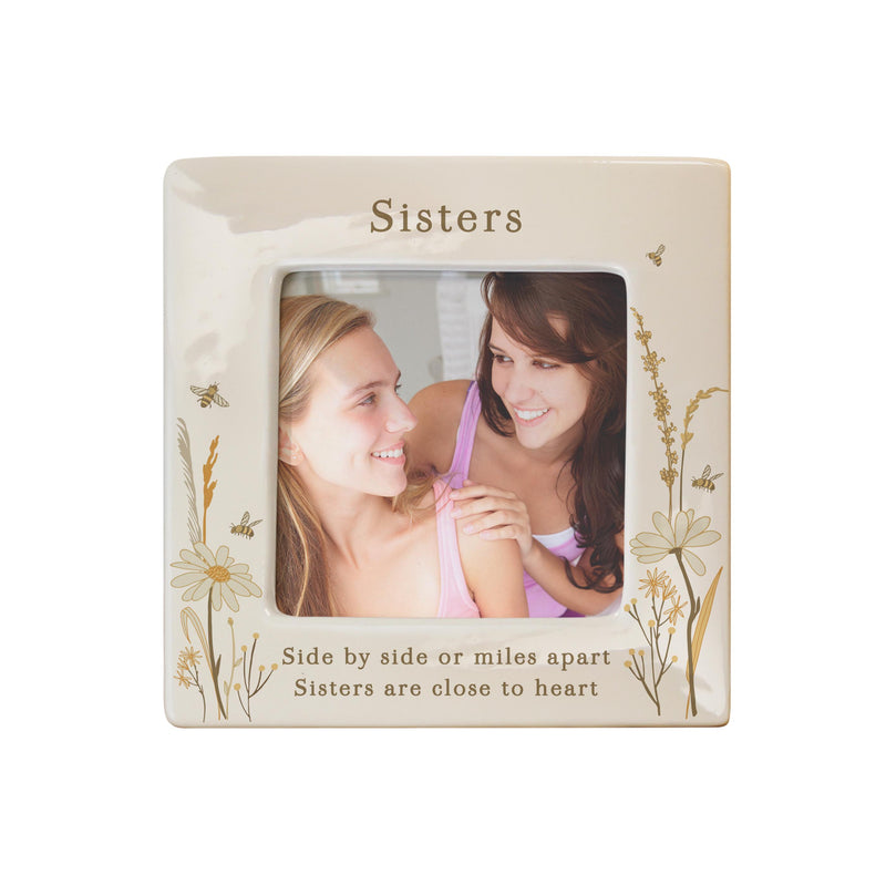 Personalised Bees & Daisy Ceramic 4x4 Frame