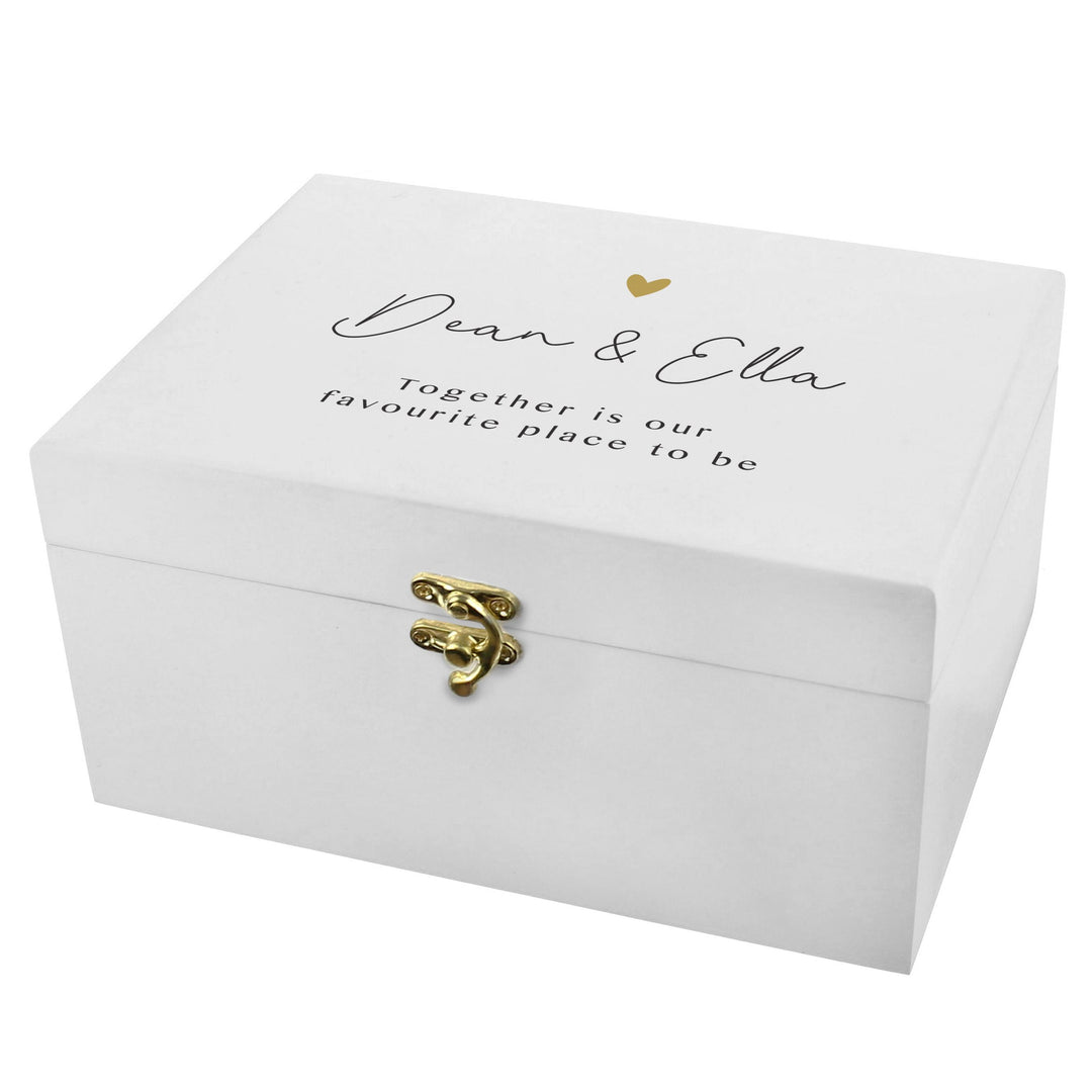 Personalised Gold Heart White Memory Box, The Personal Shop, personalised gifts