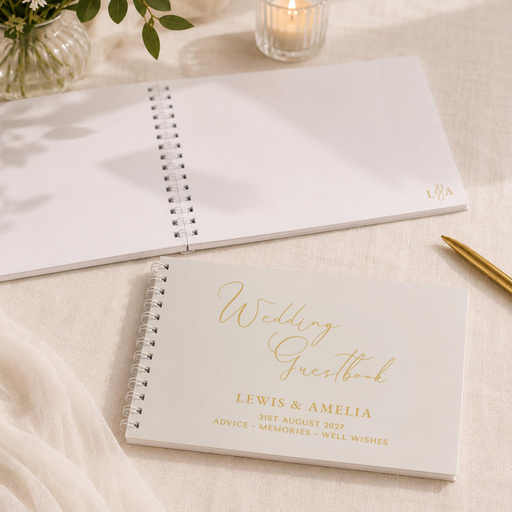 Personalised Off White Wedding Guest Book, The Personal Shop, personalised gifts