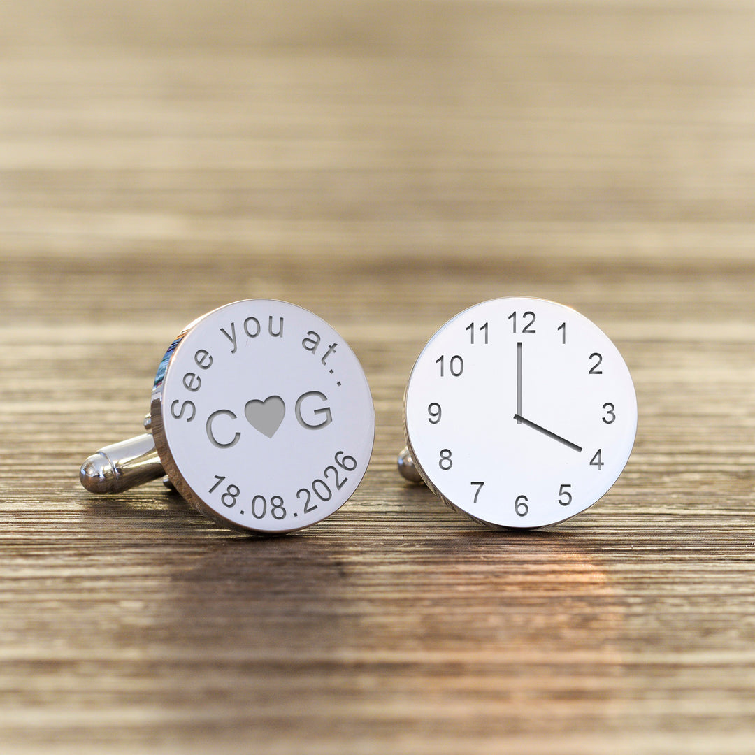 Personalised See You At Cufflinks in Silver Finish