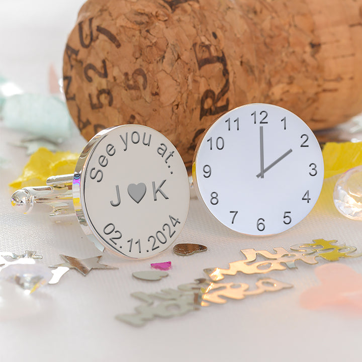 Personalised See You At Cufflinks in Silver Finish