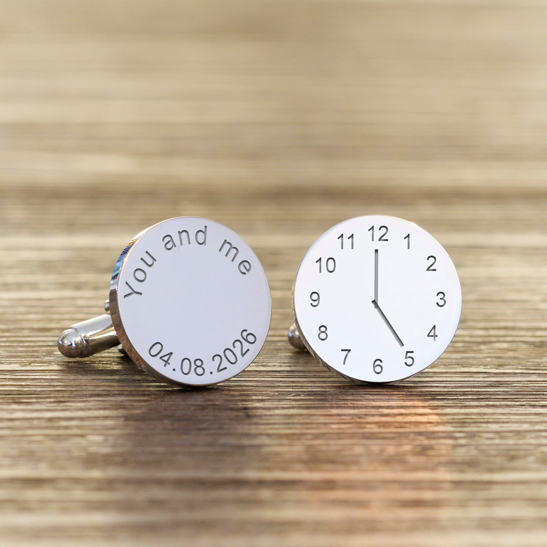Personalised You and Me Date &amp; Time Cufflinks