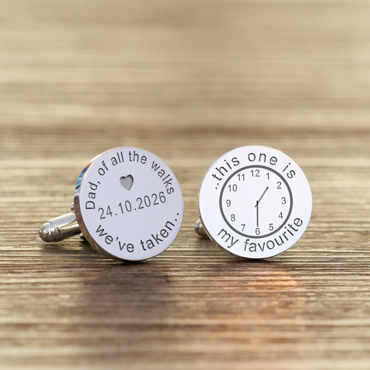Personalised Dad Walks Cufflinks with Date &amp; Time