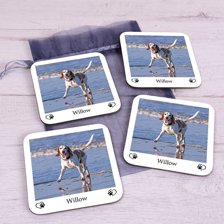 Personalised Pet Photo Coasters Set of 4 with Name