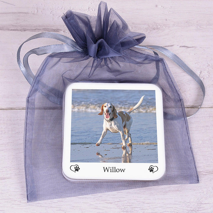 Personalised Pet Photo Coasters Set of 4 with Name