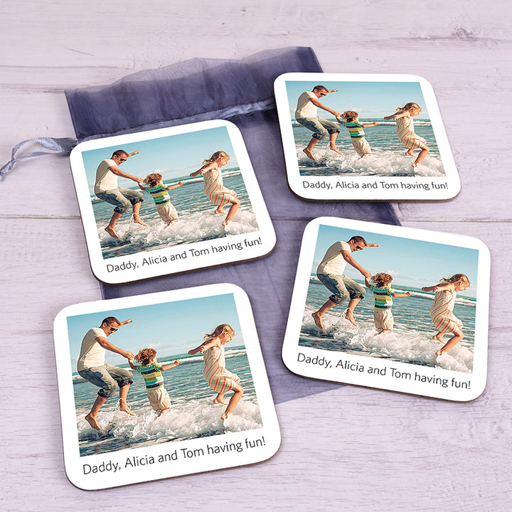Personalised Polaroid Photo Coasters Set of 4