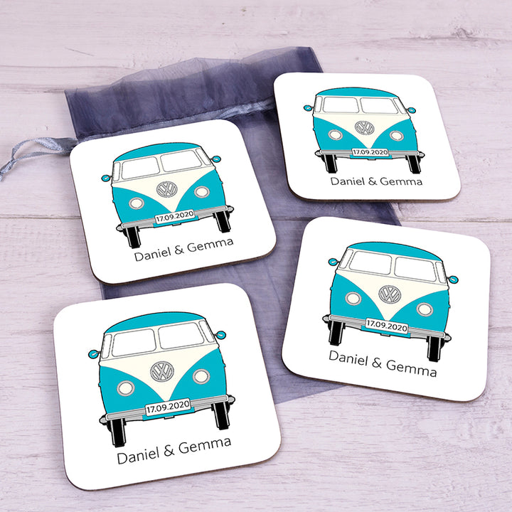 Personalised Camper Van Coasters Set of 4