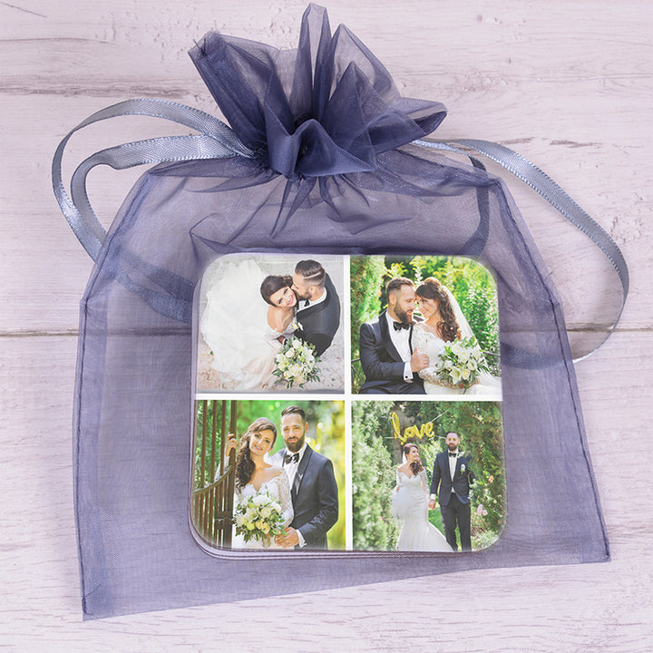 Personalised Set of 4 Photo Coasters with Four Photo Uploads