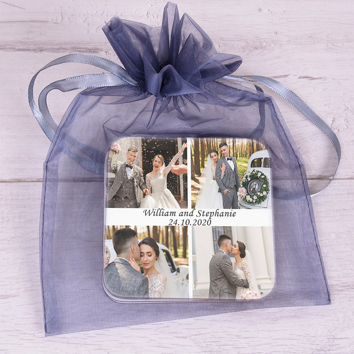 Personalised Wedding Photo Upload Coasters Set of 4