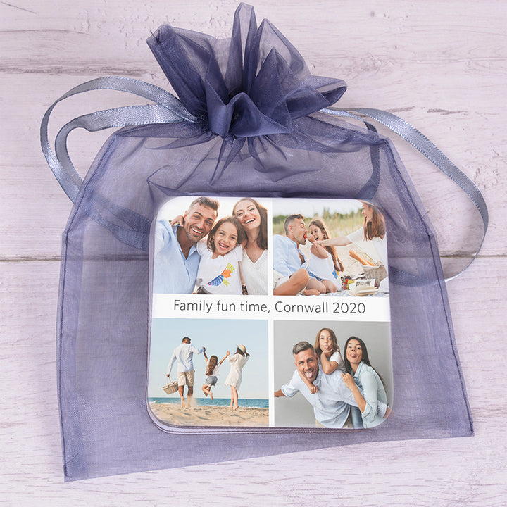 Personalised Set of 4 Photo Coasters with Message