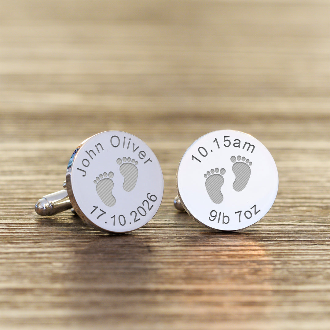 Personalised New Daddy Silver Finish Cufflinks