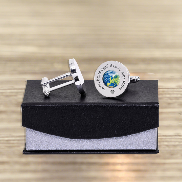 Personalised Daddy Moon and Back Cufflinks in Silver Finish