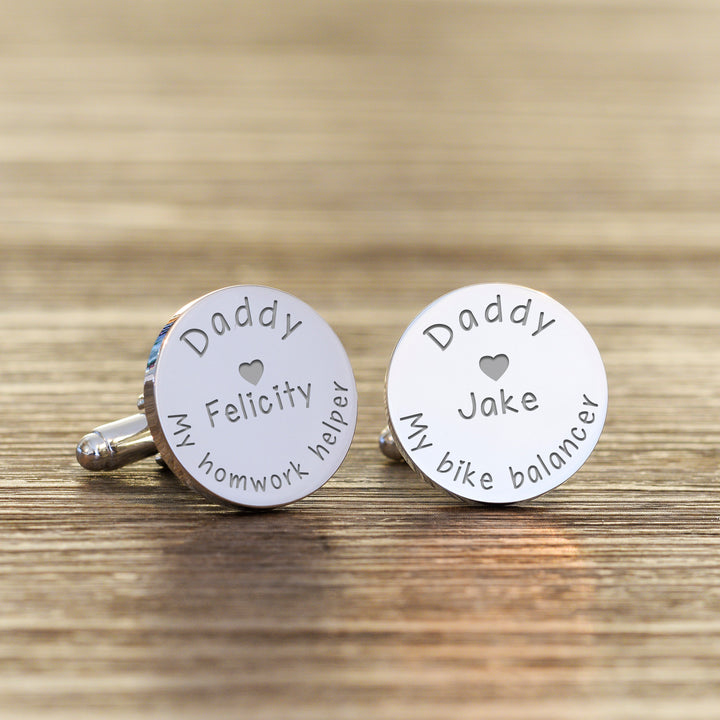Personalised Daddy Cufflinks in Silver Finish
