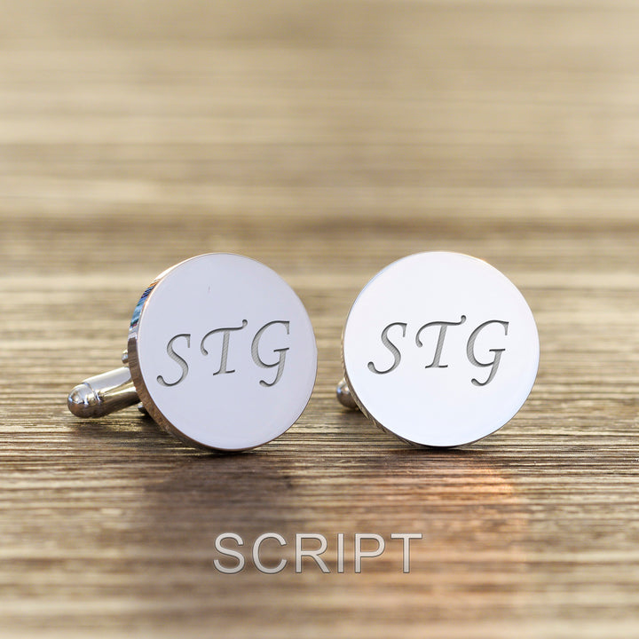 Personalised Initials &amp; Message Round Cufflinks