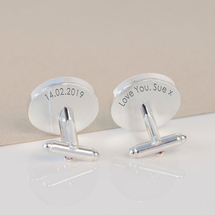 Personalised Initials &amp; Message Round Cufflinks