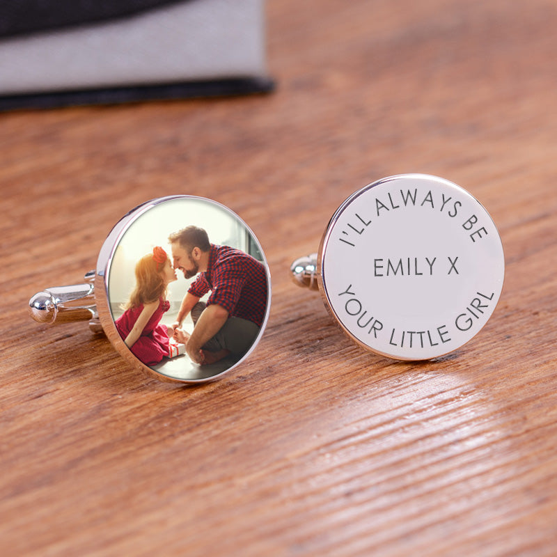 Personalised Photo Upload Cufflinks in Silver Finish