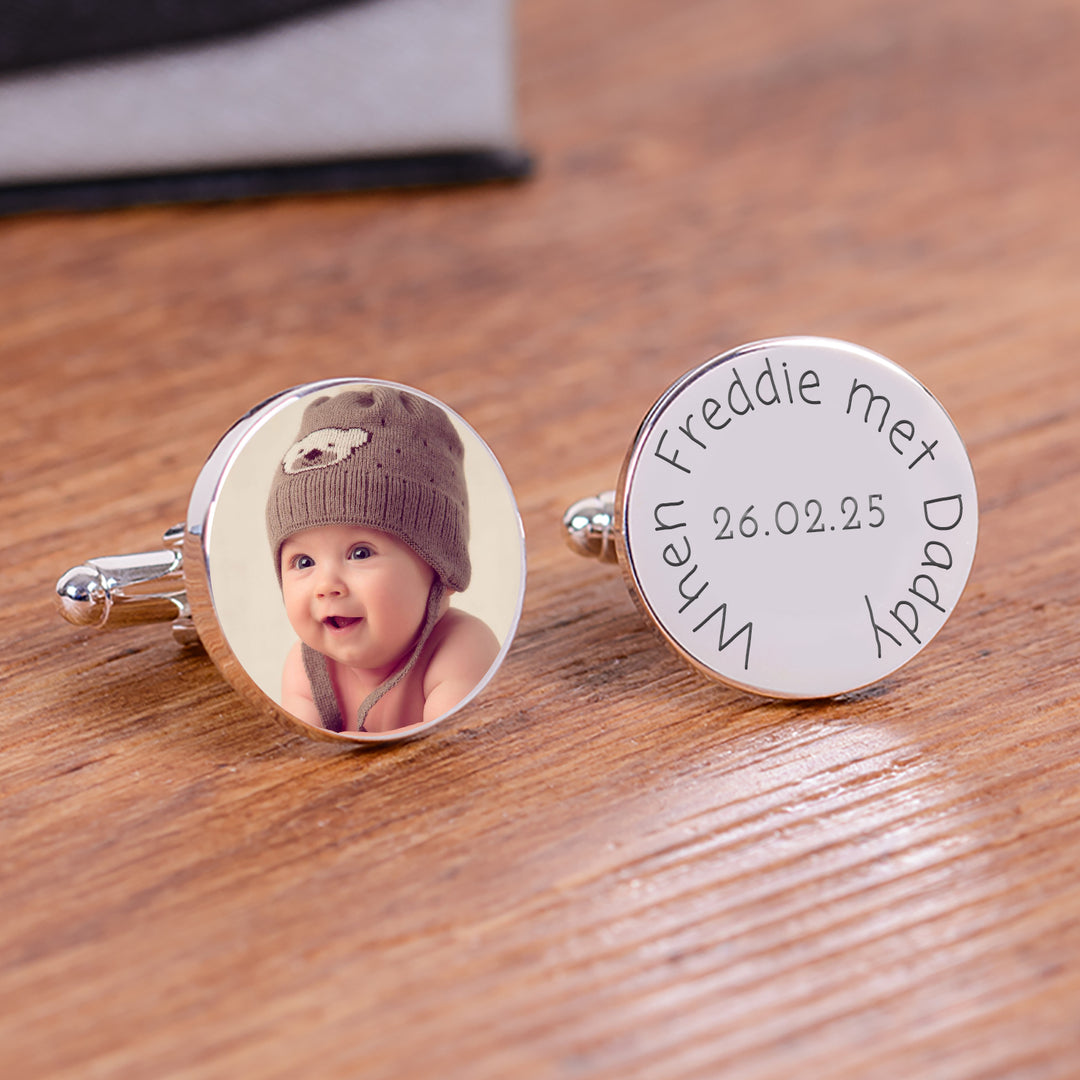 Personalised When Met Daddy Photo Upload Cufflinks