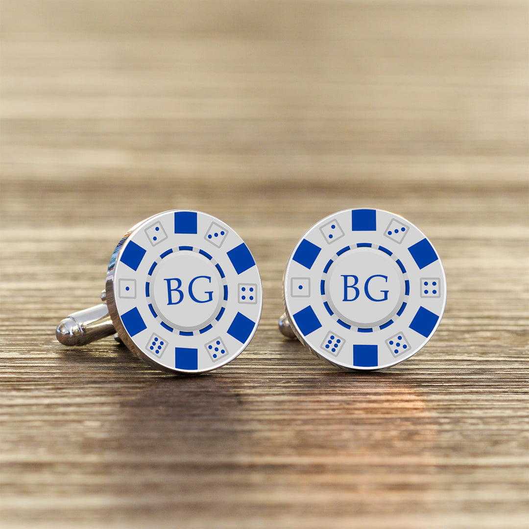 Personalised Poker Chip Cufflinks with Initials