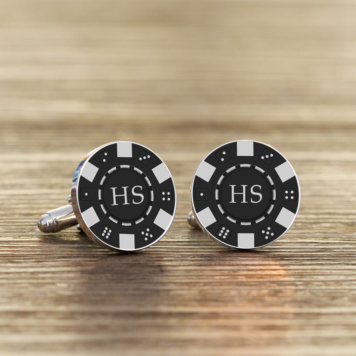 Personalised Poker Chip Cufflinks with Initials