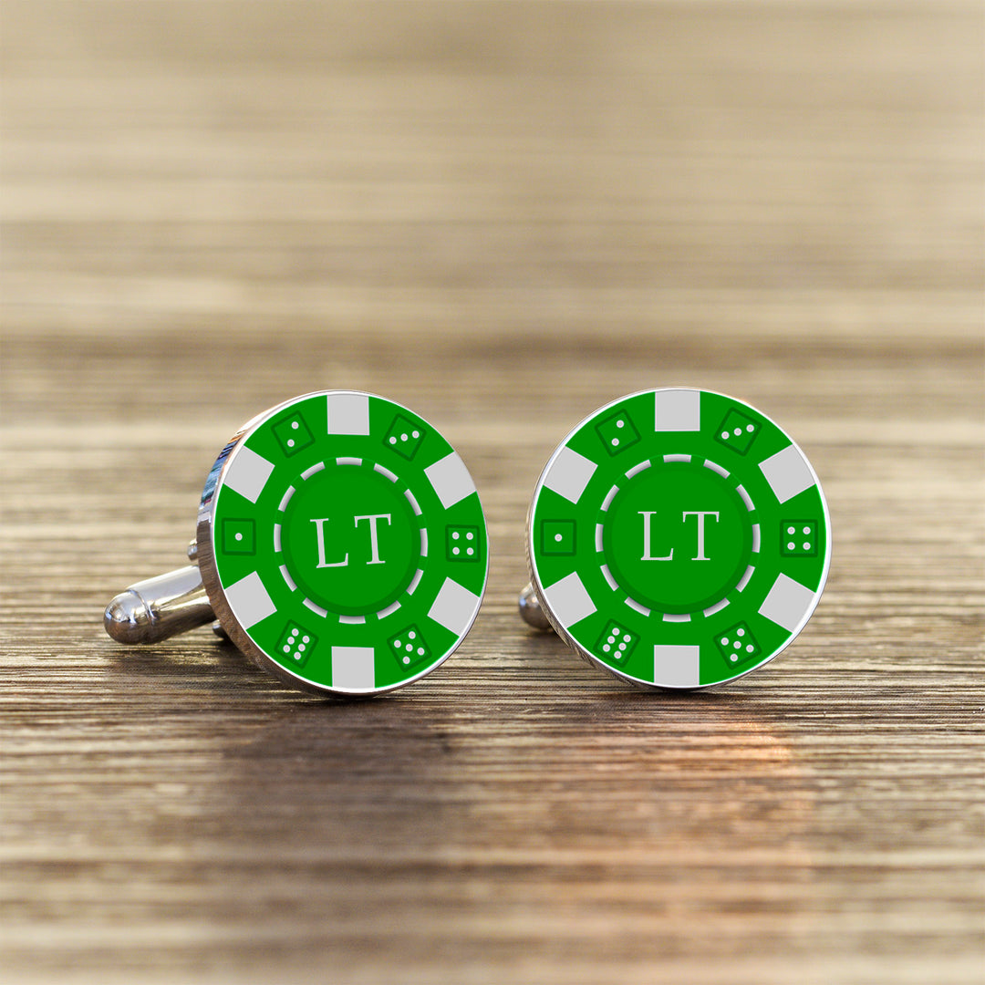 Personalised Poker Chip Cufflinks with Initials