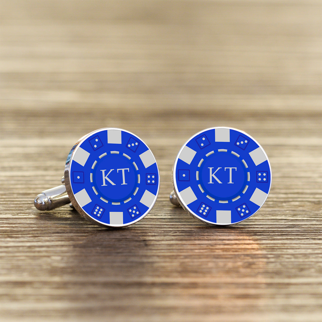 Personalised Poker Chip Cufflinks with Initials