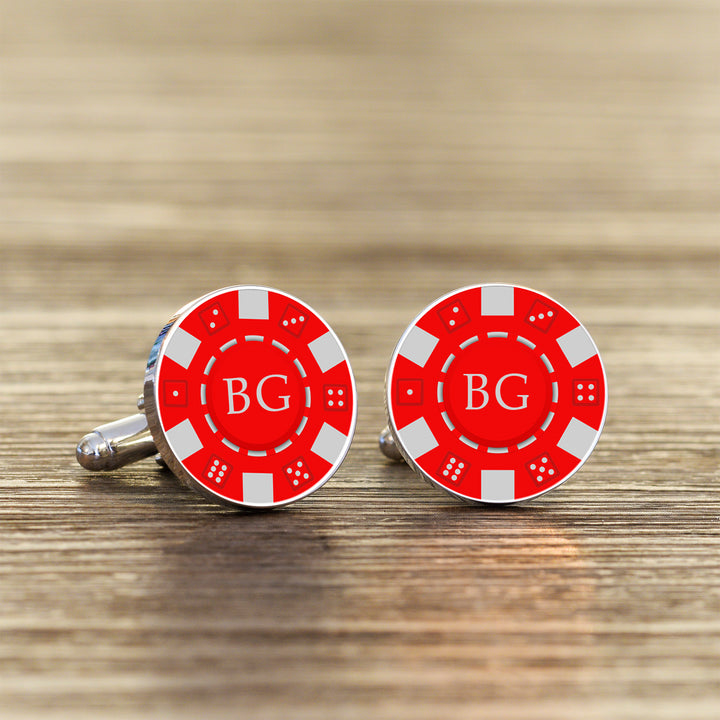 Personalised Poker Chip Cufflinks with Initials
