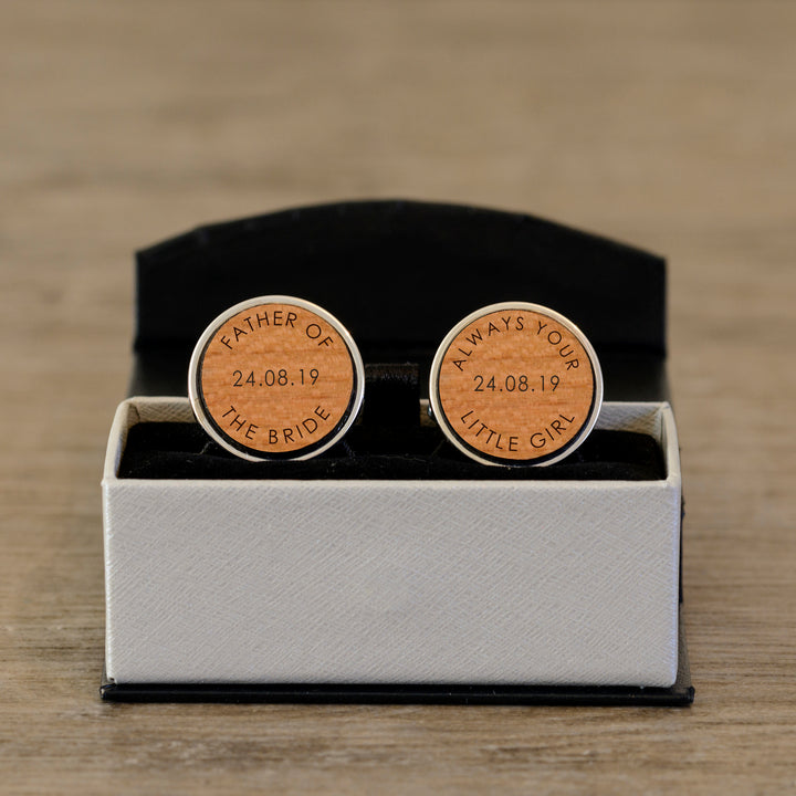 Personalised Father of the Bride Cherry Wood Cufflinks