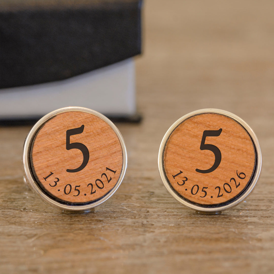 Personalised Cherry Wood Anniversary Cufflinks