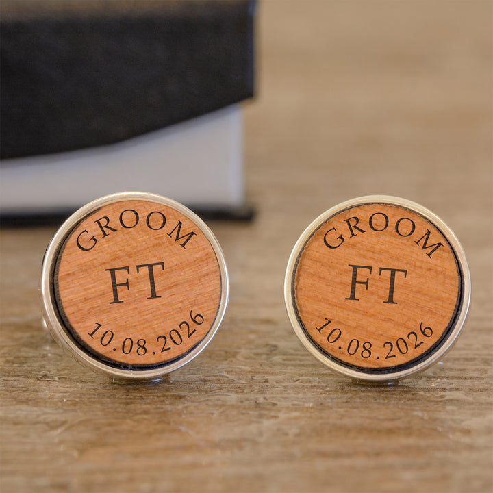 Personalised Wedding Party Cherry Wood Cufflinks