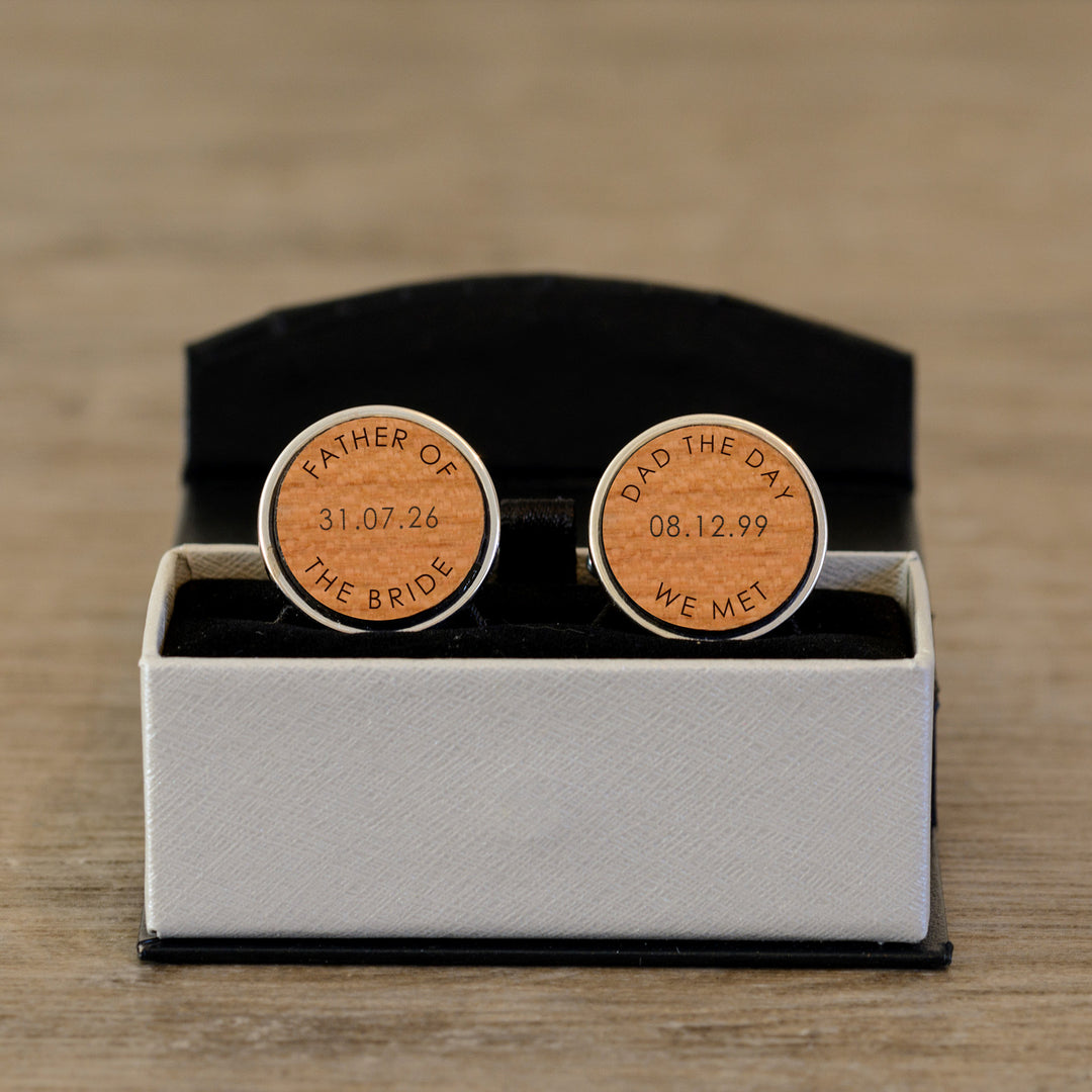 Personalised Cherry Wood Cufflinks - Father of the Bride or Groom