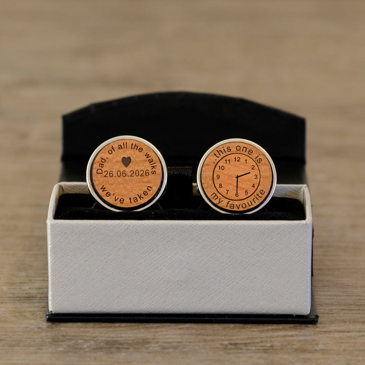 Personalised Dad of All the Walks Cherry Wood Cufflinks