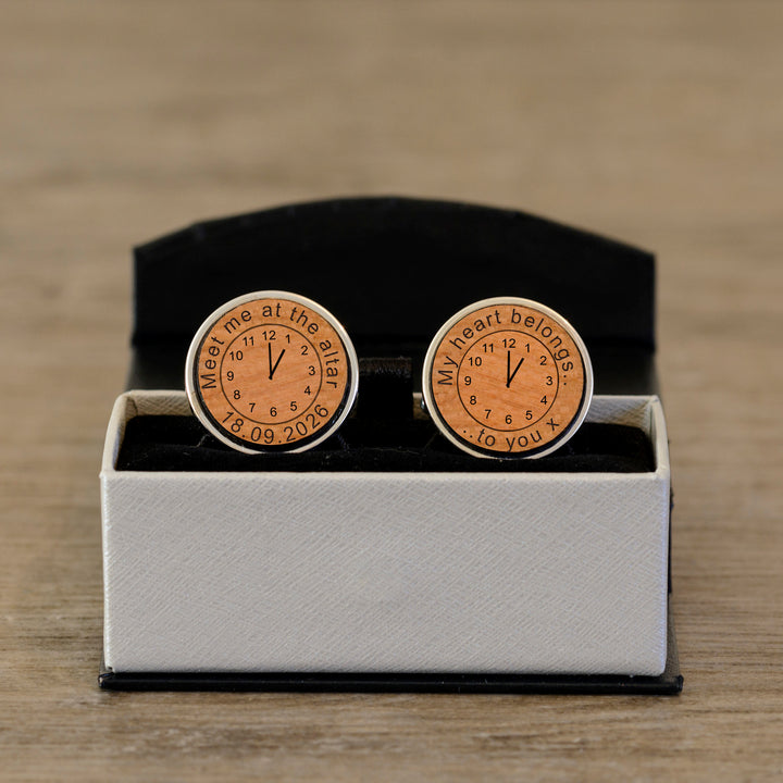 Personalised Meet Me at the Altar Cherry Wood Cufflinks