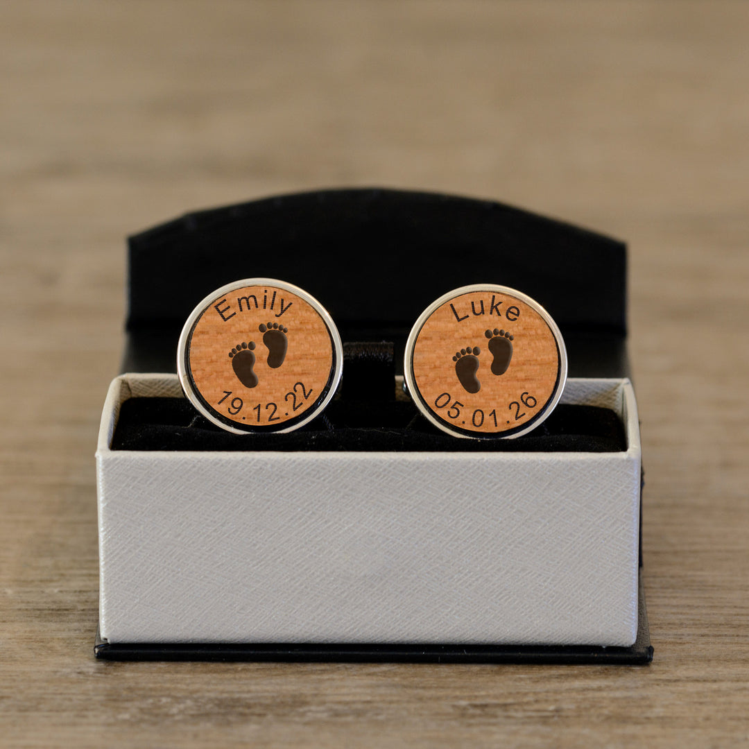 Personalised New Daddy Cherry Wood Cufflinks