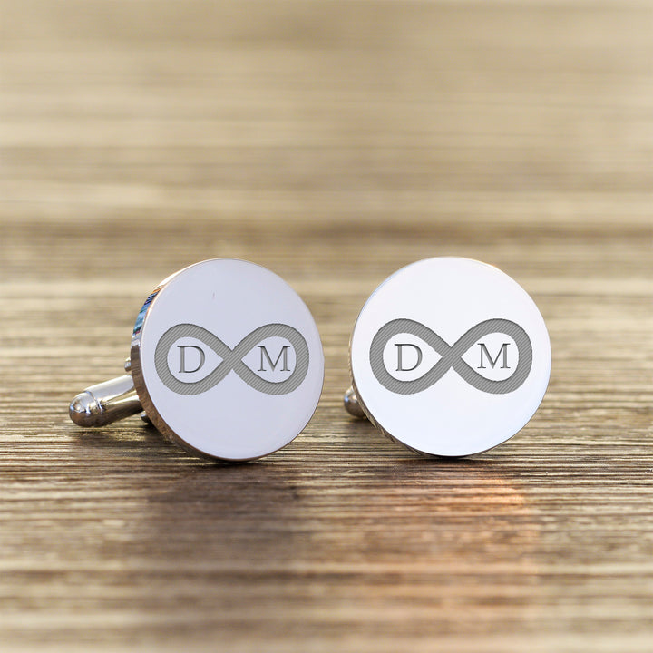 Personalised Infinity Initials Cufflinks in Silver Finish