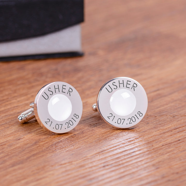 Personalised Wedding Party Cufflinks in Black or White