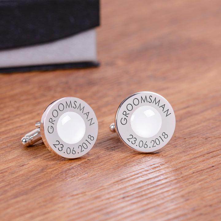 Personalised Wedding Party Cufflinks in Black or White