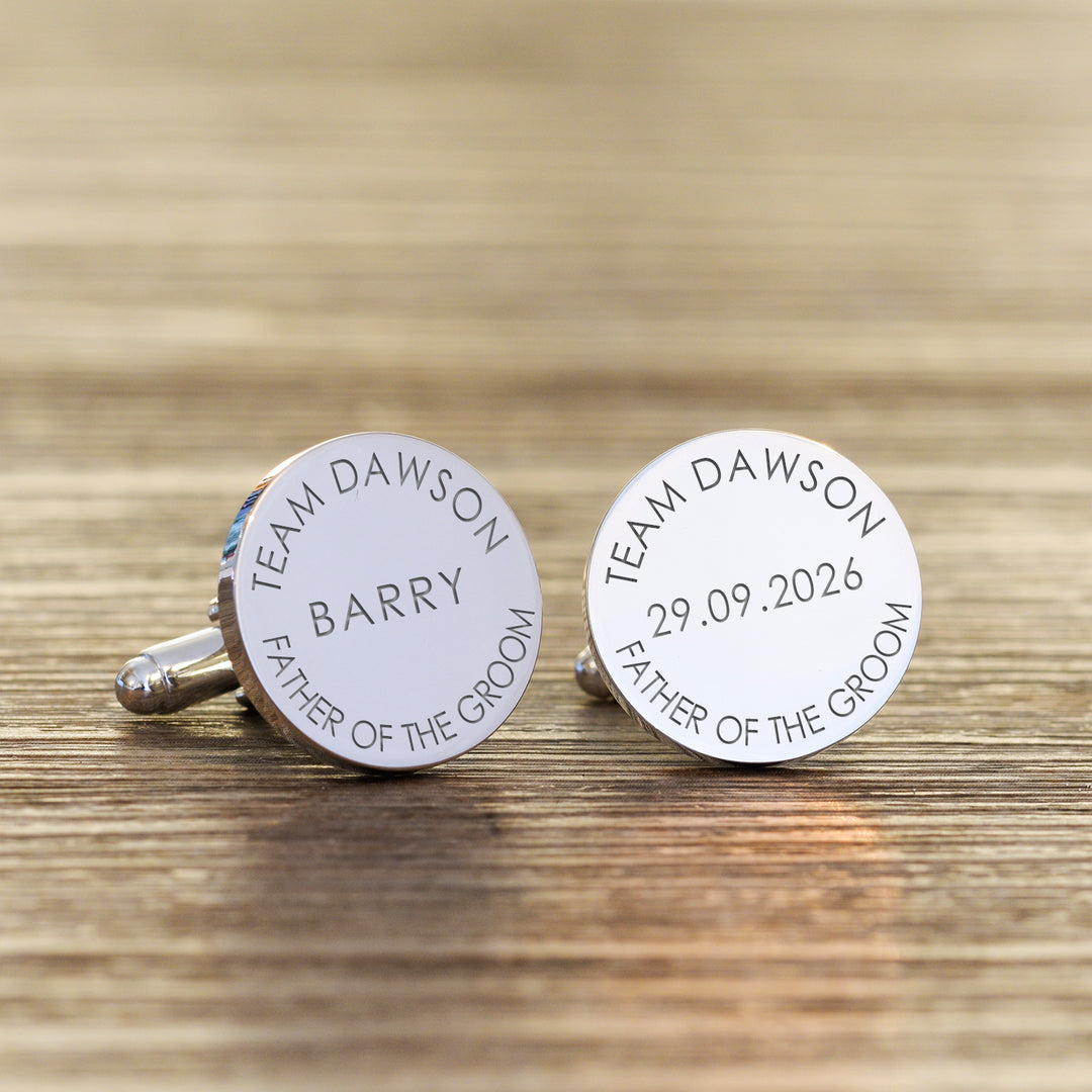 Personalised Wedding Party Role Cufflinks in Silver Finish