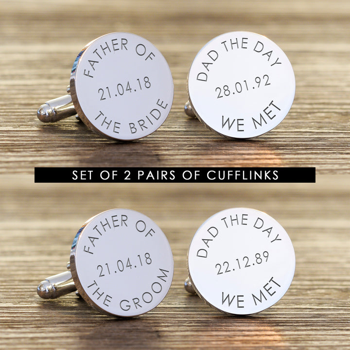 Personalised Set of 2 Dad The Day We Met Cufflinks