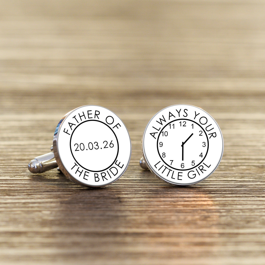 Personalised Always Your Little Girl Silver Finish Cufflinks