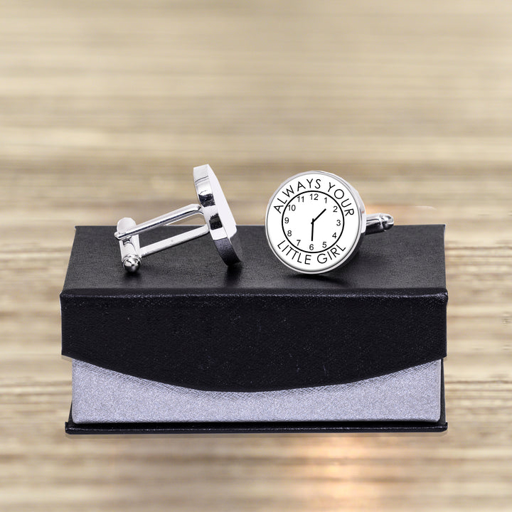 Personalised Always Your Little Girl Silver Finish Cufflinks
