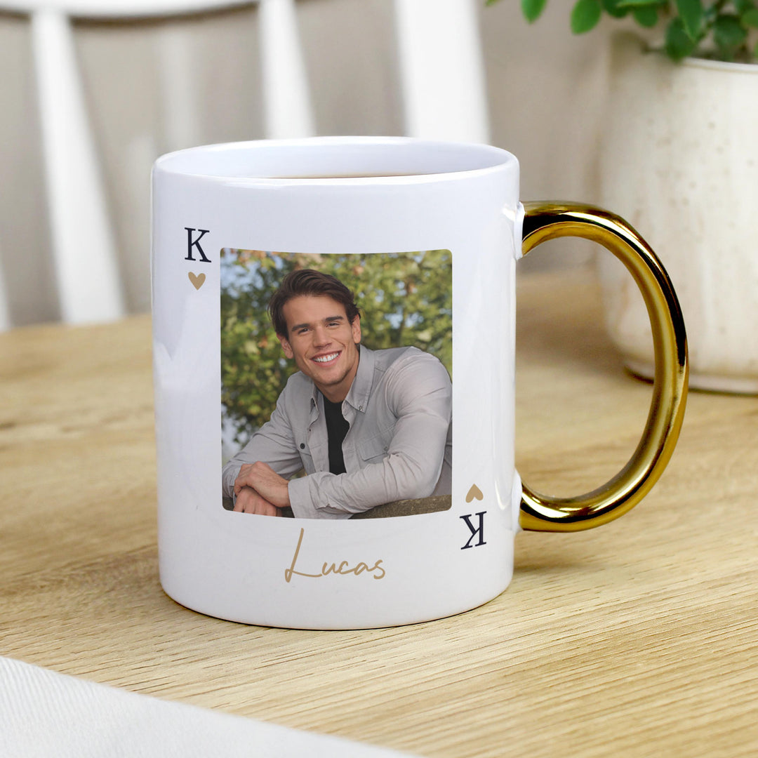 Personalised Photo Upload King Gold Handle Mug