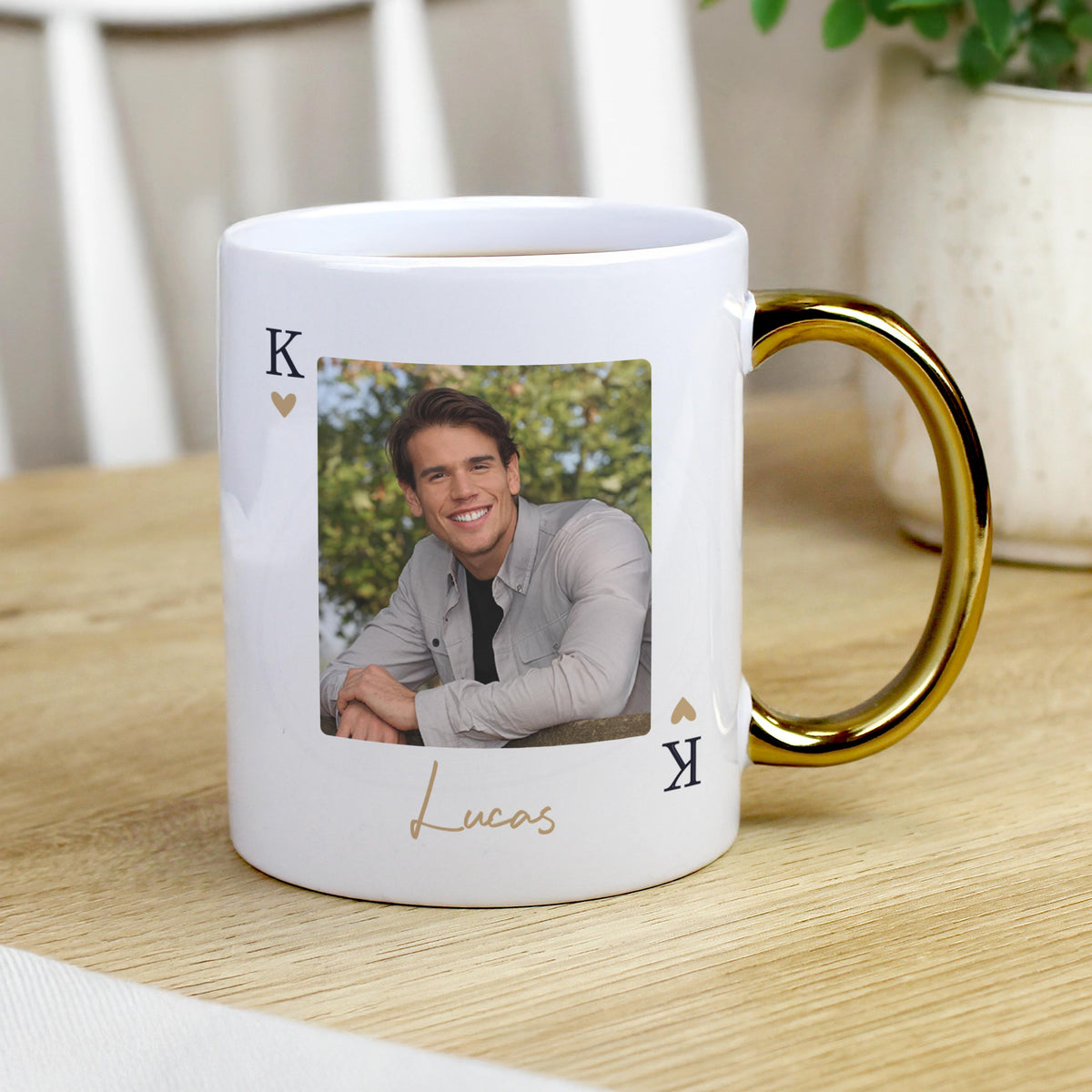 Personalised Photo Upload King Gold Handle Mug