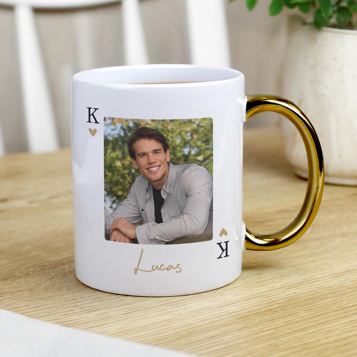 Personalised Photo Upload King Gold Handle Mug