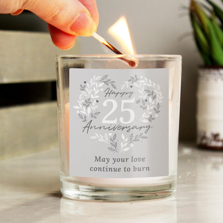 Personalised 25th Silver Wedding Anniversary Candle Jar – alternative view